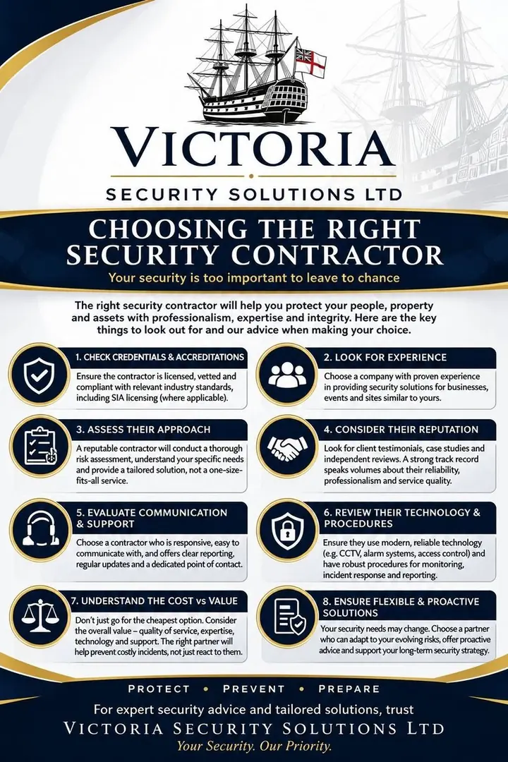 Victoria Security Solutions choosing the right security contractor poster